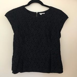 Black Lacey Short-Sleeve Nordstrom Halogen Blouse